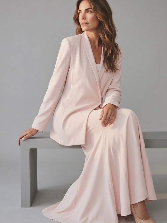 Band Of The Free Dresses & Skirts - Chic Blush Pink Blazer with Matching Maxi Skirt